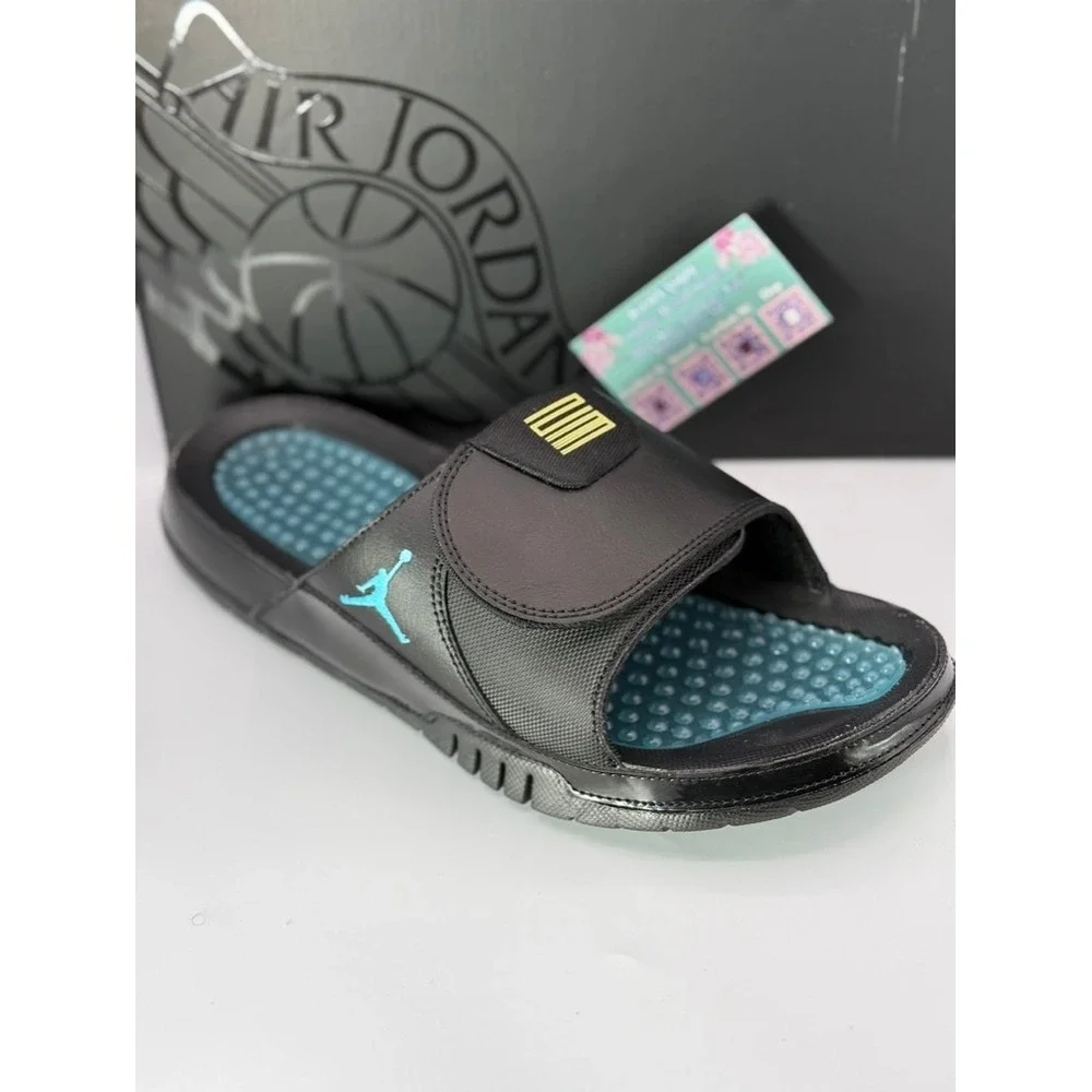 Jordan Hydro 11 Retro Gamma Blue Black Gold Slides FN2452-047 Mens Size 12